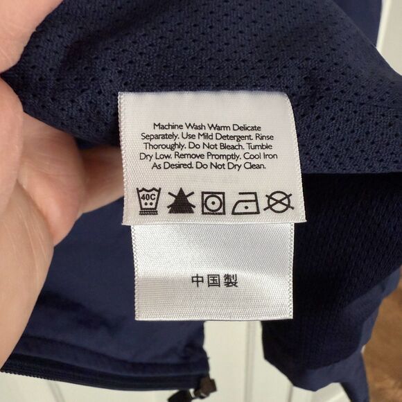 Eddie Bauer Mens XL Navy Blue Windbreaker Jacket Hidden Hood Pockets Outdoor - Picture 13 of 14